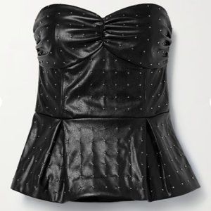 ROTATE BIRGER CHRISTENSEN Strapless studded recycled-faux leather peplum top